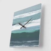 Blauwgroen Zee Vierkante Klok (Hoek)