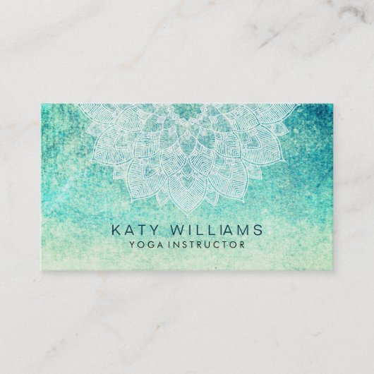 Blauwgroen Zee Yoga Instructor Lotus Flower Waterv Visitekaartje (Voorkant)