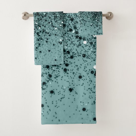 Blauwgroen Zeemeermin Glitter #4 (Faux Glitter) #a Bad Handdoek (Insitu)