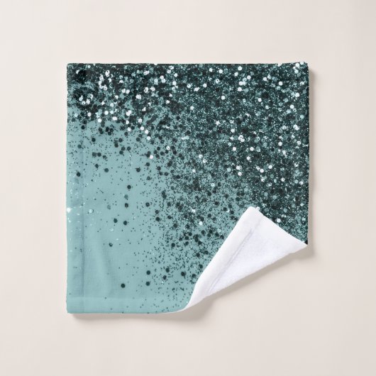 Blauwgroen Zeemeermin Glitter #4 (Faux Glitter) #a Bad Handdoek (Wasdoekje)