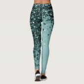 Blauwgroen Zeemeermin Glitter #4 (Faux Glitter) #a Leggings (Achterkant)
