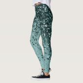 Blauwgroen Zeemeermin Glitter #4 (Faux Glitter) #a Leggings (Links)