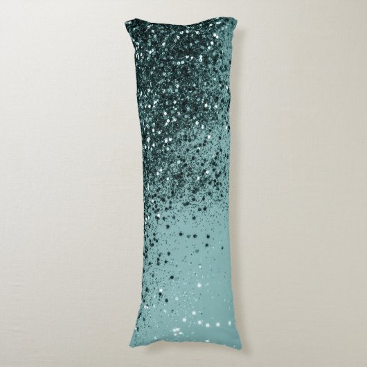 Blauwgroen Zeemeermin Glitter #4 (Faux Glitter) #a Lichaamskussen (Voorkant Verticaal)