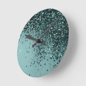 Blauwgroen Zeemeermin Glitter #4 (Faux Glitter) #a Ronde Klok (Hoek)