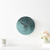 Blauwgroen Zeemeermin Glitter #4 (Faux Glitter) #a Ronde Klok (Huis)