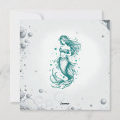 Blauwgroen Zeemeermin Party Invite Feestdagenkaart (Achterkant)