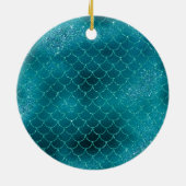 Blauwgroen Zeemeermin Sparkle Keramisch Ornament (Achterkant)