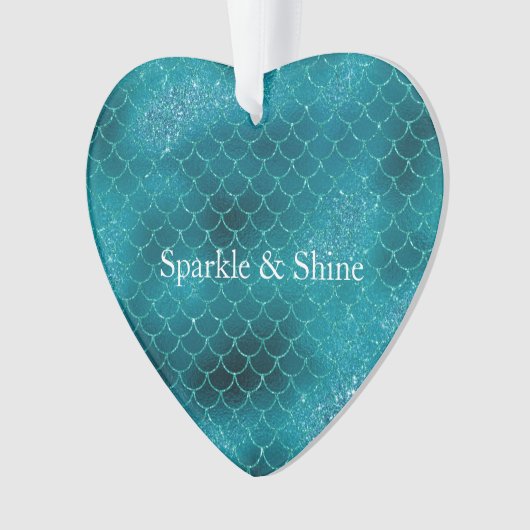 Blauwgroen Zeemeermin Sparkle Ornament (voorkant)