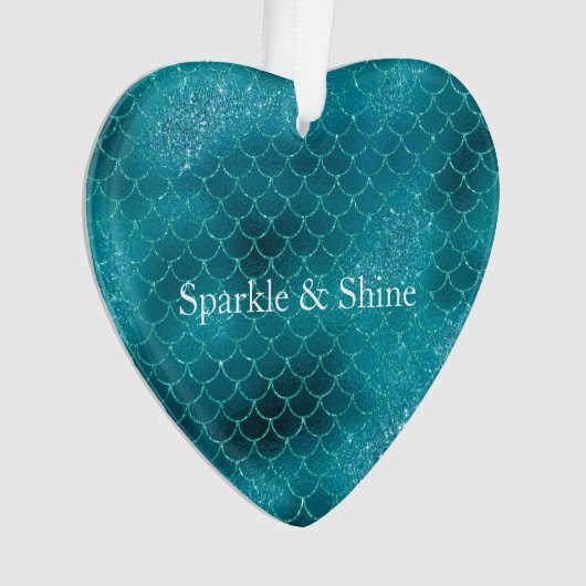 Blauwgroen Zeemeermin Sparkle Ornament (voorkant)