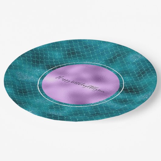 Blauwgroen Zeemeermin Sparkle Papieren Bordje (Gekanteld)