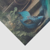 Blauwgroen Zeemeermin Steampunk  Victoriaans Dame Tissuepapier (Detail)