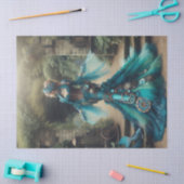 Blauwgroen Zeemeermin Steampunk Victoriaans Dame Tissuepapier (Craft)