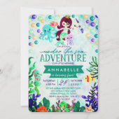 Blauwgroen Zeemeermin thema Verjaardagsfeestuitnod Kaart (Voorkant)