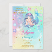 Blauwgroen Zeemeermin Verjaardagsuitnodiging Kaart (Voorkant)