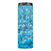 Blauwgroen zeemeerminnen blauw glitterdeeg thermosbeker (Achterkant)