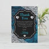 Blauwgroen Zeemeerminnen Silver Glitter Dank u Bedankkaart (Staand voorkant)