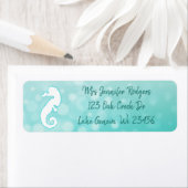 Blauwgroen zeepaardje etiket (Insitu)