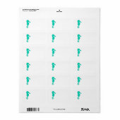 Blauwgroen zeepaardje etiket (Full Sheet)