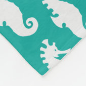 Blauwgroen zeepaardpatroon 1 fleece deken (Hoek)