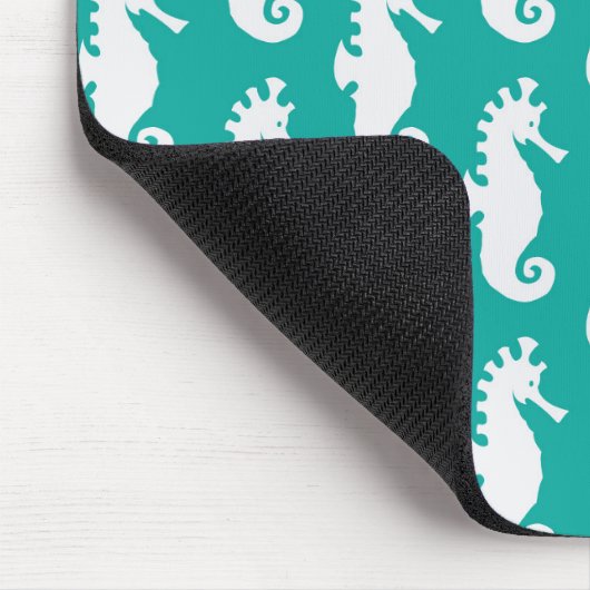 Blauwgroen zeepaardpatroon 1 muismat (Hoek)