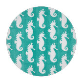 Blauwgroen zeepaardpatroon 1 snijplank (Voorkant)