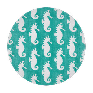 Blauwgroen zeepaardpatroon 1 snijplank