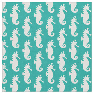 Blauwgroen zeepaardpatroon 1 stof