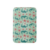 Blauwgroen zeepaardpatroon 2 badmat (Voorkant Verticaal)