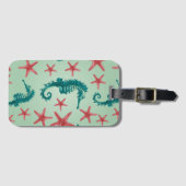 Blauwgroen zeepaardpatroon 2 bagagelabel (Voorkant (horizontaal))