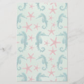 Blauwgroen zeepaardpatroon 2 briefpapier (Voorkant)