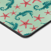 Blauwgroen zeepaardpatroon 2 bureaumat (Hoek)