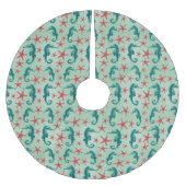 Blauwgroen zeepaardpatroon 2 kerstboom rok (Voorkant)