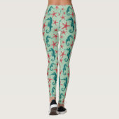 Blauwgroen zeepaardpatroon 2 leggings (Achterkant)