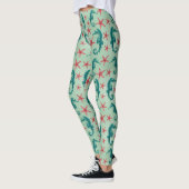 Blauwgroen zeepaardpatroon 2 leggings (Links)
