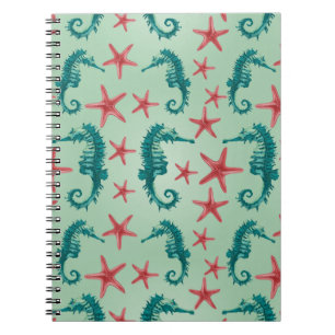 Blauwgroen zeepaardpatroon 2 notitieboek