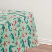 Blauwgroen zeepaardpatroon 2 tafelkleed (Voorbeeld)