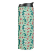 Blauwgroen zeepaardpatroon 2 thermosbeker (Gedraaid links)