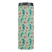 Blauwgroen zeepaardpatroon 2 thermosbeker (Achterkant)