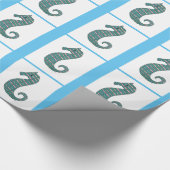 Blauwgroen zeepijppapier cadeaupapier (Hoek)