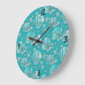 Blauwgroen zeeschelpen, schelpen, turkooizen achte grote klok (Hoek)