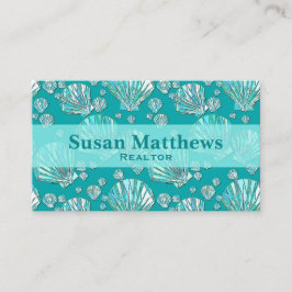 Blauwgroen zeeschelpen, schelpen, turkooizen achte visitekaartje