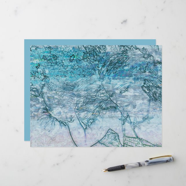 Blauwgroen Zeesoorten van de Zeeën van de Zeemeerm (Voorkant / Achterkant in situ)