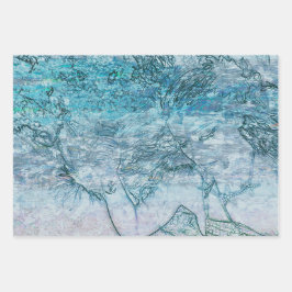 Blauwgroen Zeesoorten van de Zeeën van de Zeemeerm Inpakpapier Vel