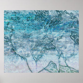 Blauwgroen Zeesoorten van de Zeeën van de Zeemeerm Poster