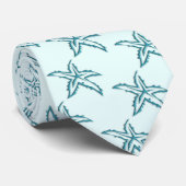 Blauwgroen zeester blauw stropdas (Opgerold)