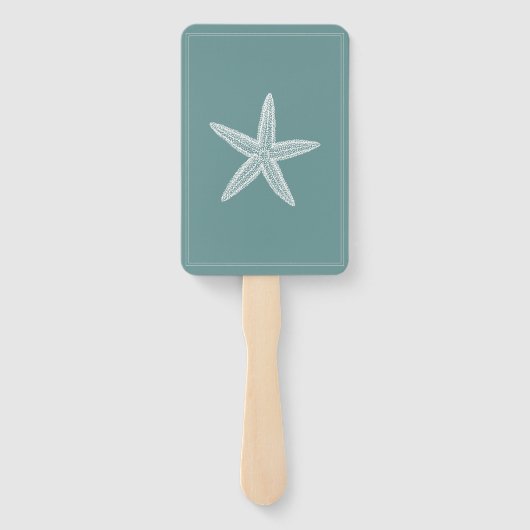 Blauwgroen zeester bruiloft hand fans handwaaier (Achterkant)