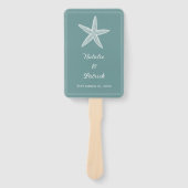 Blauwgroen zeester bruiloft hand fans handwaaier (Voorkant)