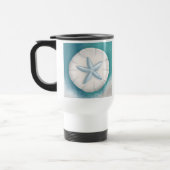  Blauwgroen zeester gepersonaliseerd strand Reisbeker (Links)