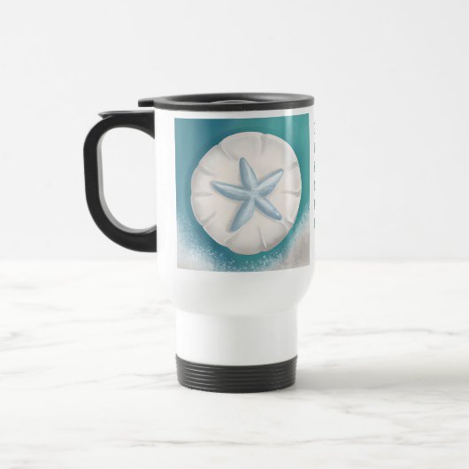 Blauwgroen zeester gepersonaliseerd strand Reisbeker (Links)