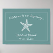 Blauwgroen zeesterren bruiloft welkom Poster (Voorkant)